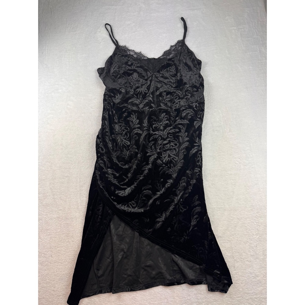 Cider Black Velvet Damask Floral Lace Trim Midi Dress 4XL Plus Size Wrap Hem